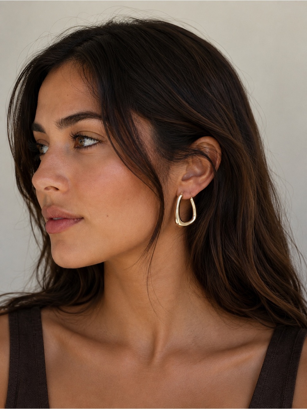 Gold Organic Hoop Earrings - Women Jewelry